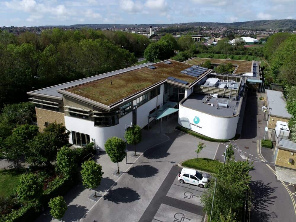 Drone photo of the hospice from above