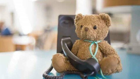 Wilfie bear on telephone