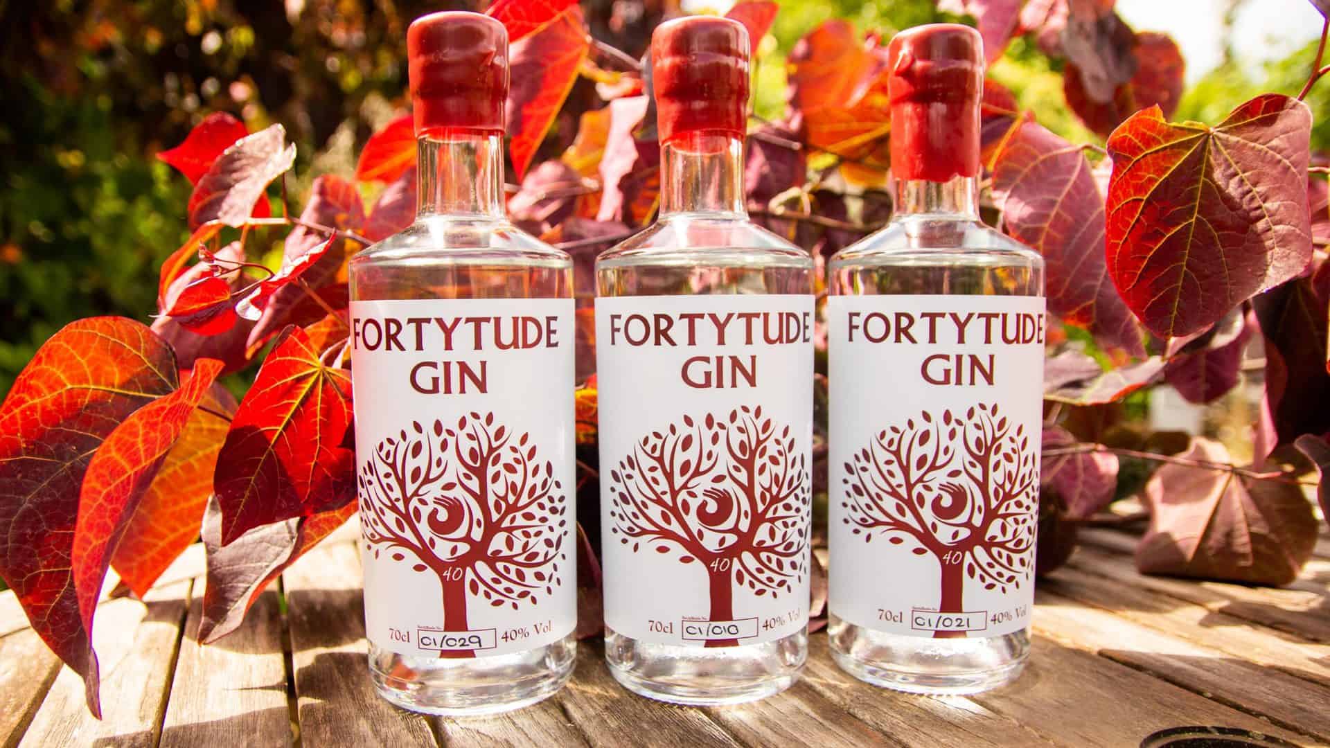 three bottles of Fortytude gin