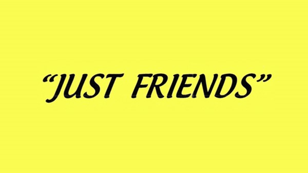 Just Friends logo on yello background