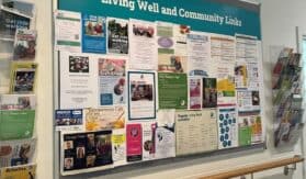 Community posters on pinboard