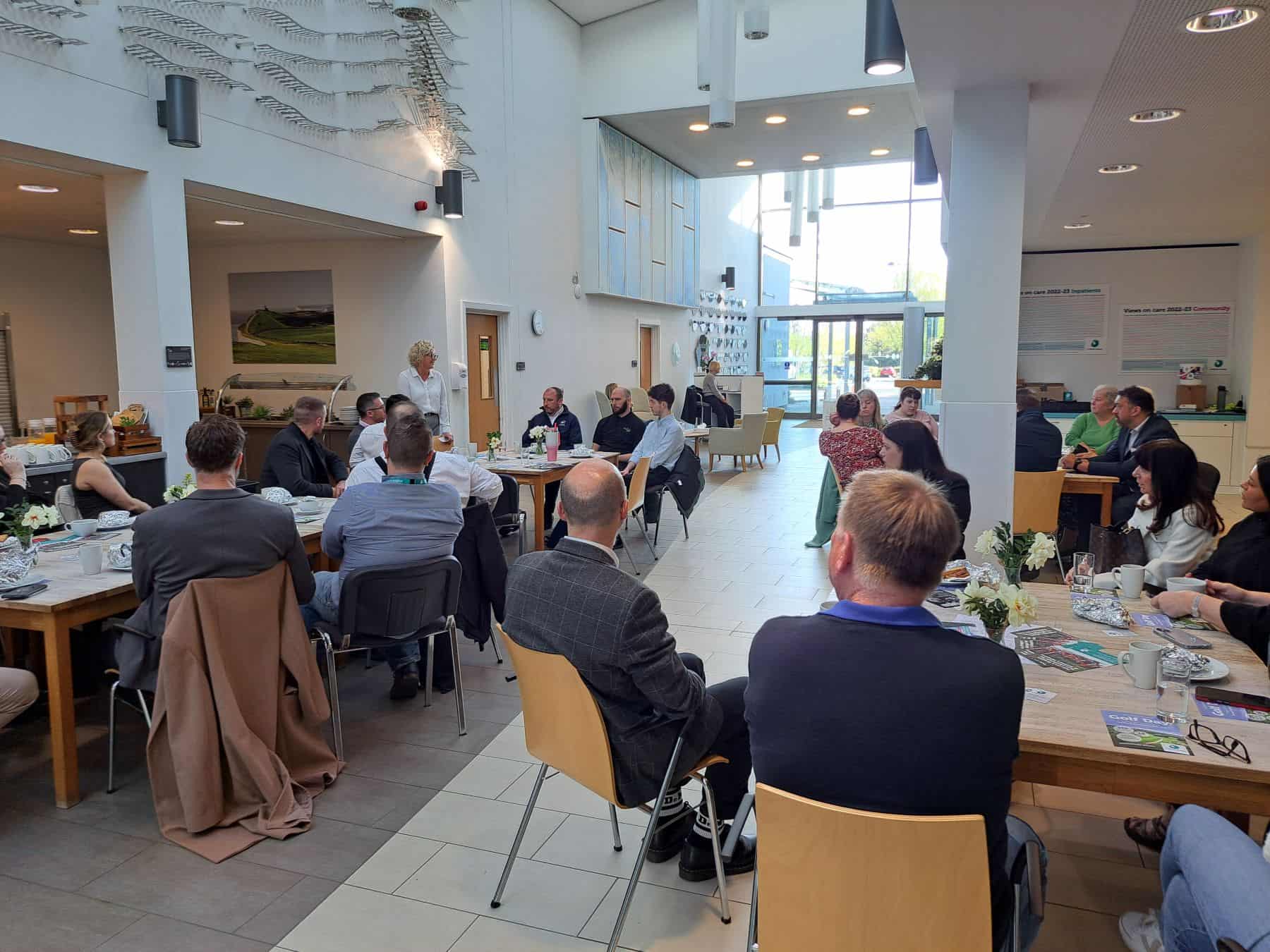 business people sitting at tables