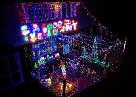 christmas lights on house